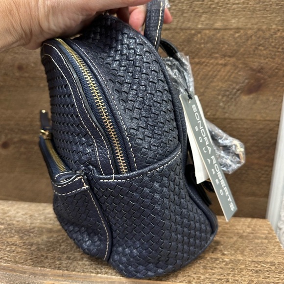 Sondra Roberts Squared Navy Mini Backpack - Picture 3 of 8